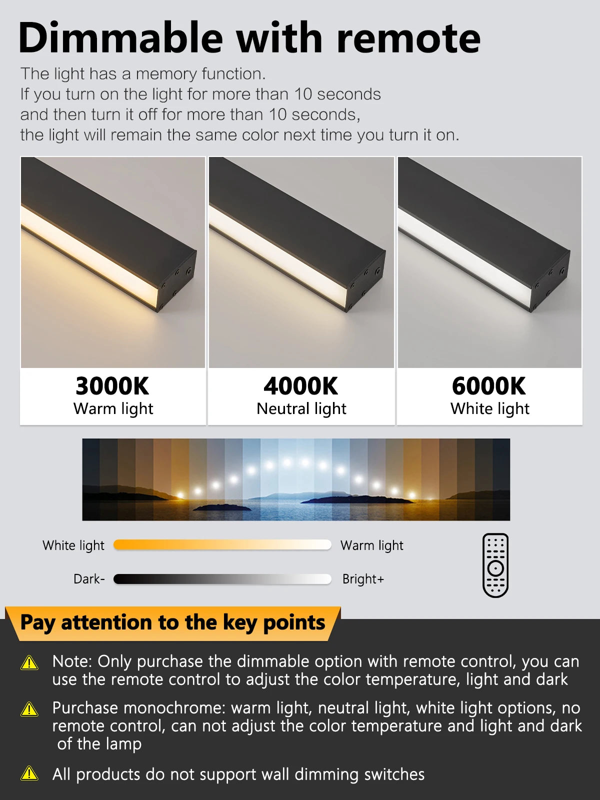 TES Modern LED Surface Mounted Linear Ceiling Light