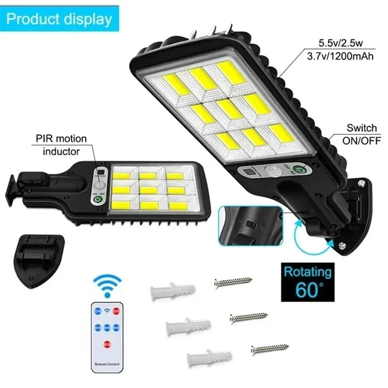 Solar LED Outdoor Wall Lamp With Motion Sensor Remote Control