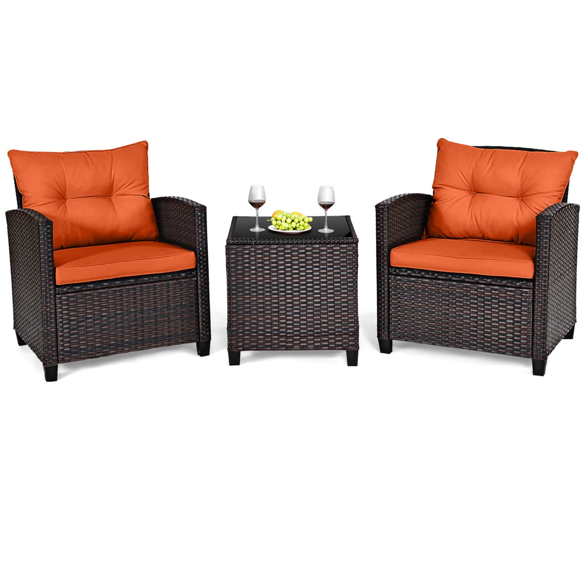 HOMASIS Patio Rattan Outdoor Conversation Set With Cushions
