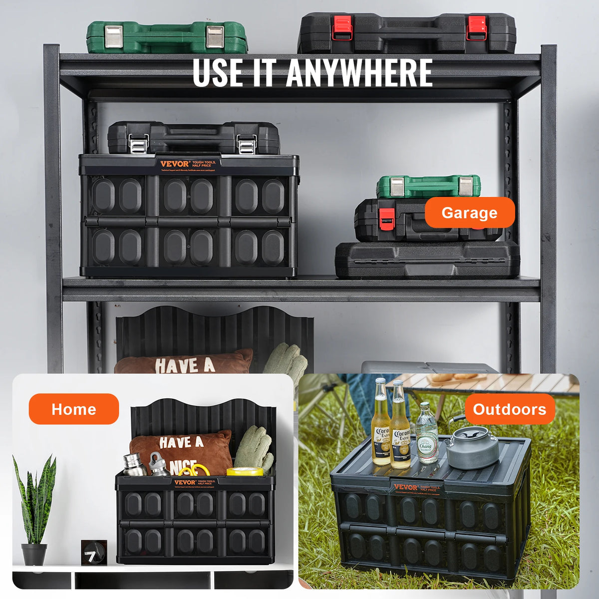 Collapsible Stackable Storage Bins With Lids For Home And Garage
