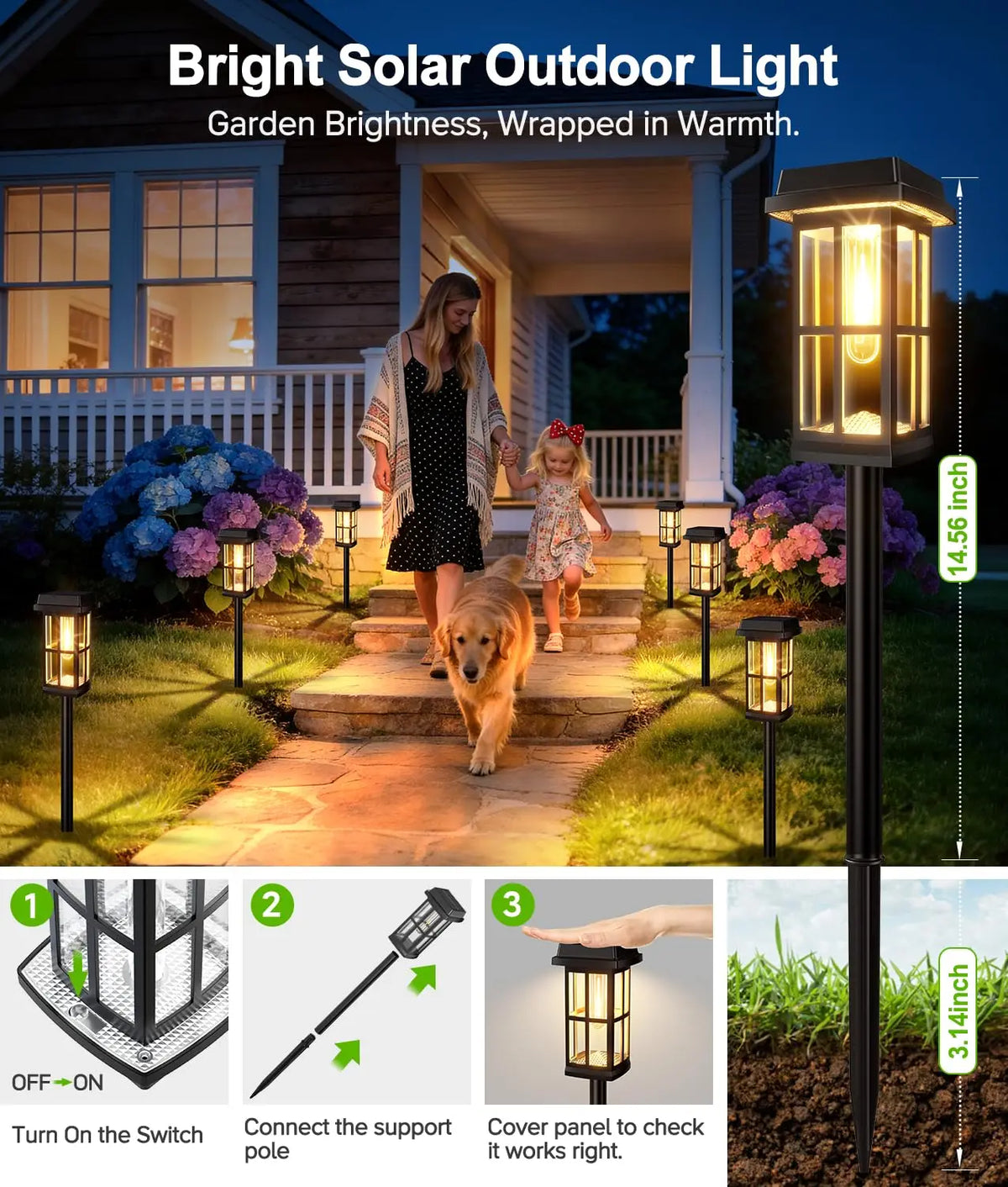 Solar Powered Waterproof LED Pathway Lights for Outdoor Gardens
