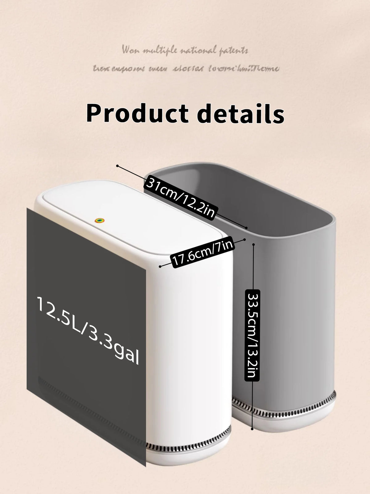 Joybos Slim Automatic Trash Can With One Press Lid for Bathroom