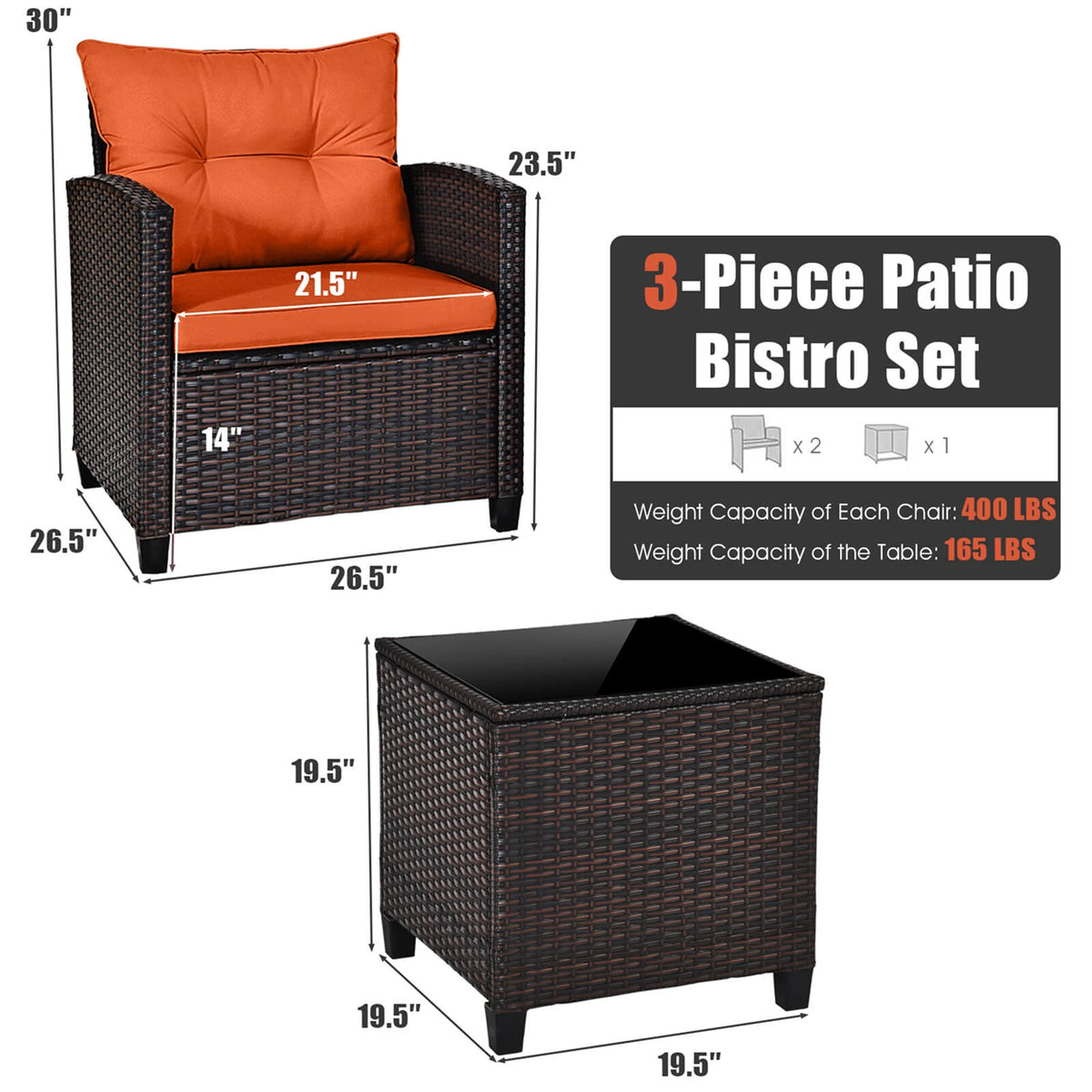 HOMASIS Patio Rattan Outdoor Conversation Set With Cushions