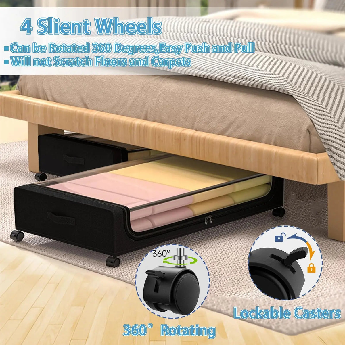 Under Bed Storage Containers With Wheels And Secure Lids
