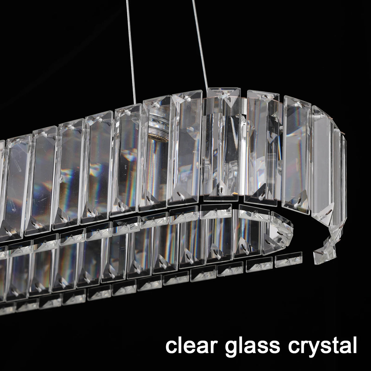 VETRULUS Modern Oval Crystal LED Pendant Chandelier Ceiling Light