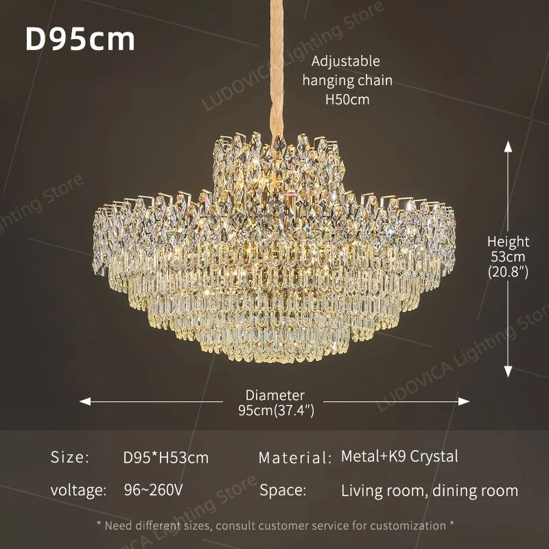 Ludovica Luxury Crystal LED Chandelier Pendant Ceiling Light