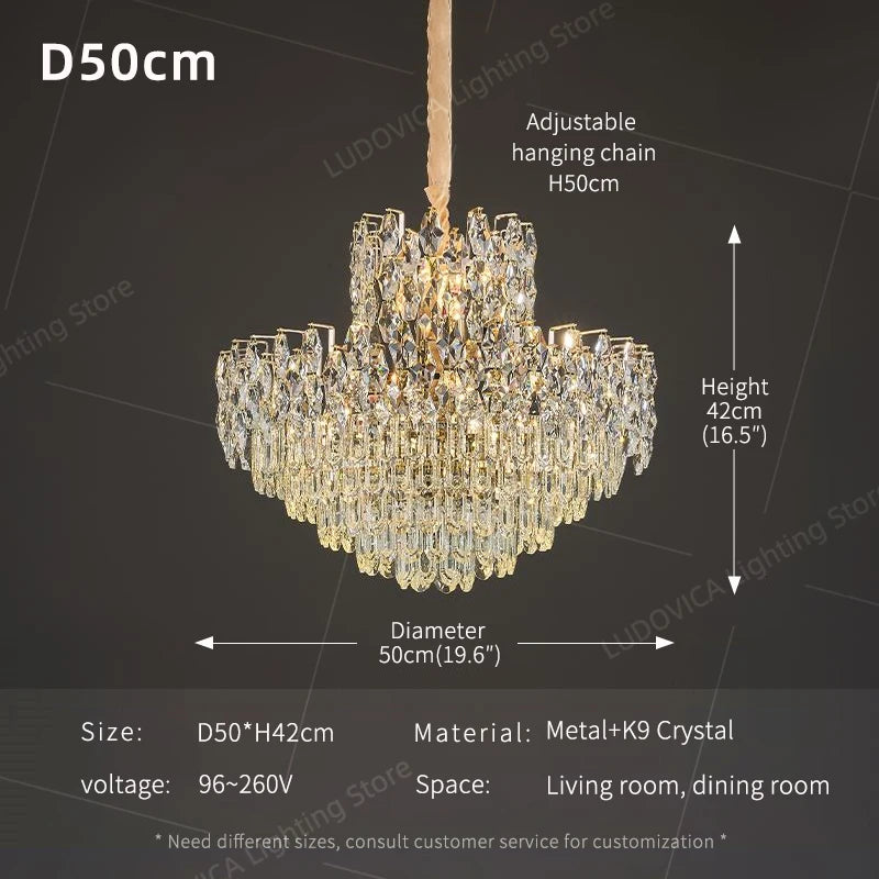 Ludovica Luxury Crystal LED Chandelier Pendant Ceiling Light