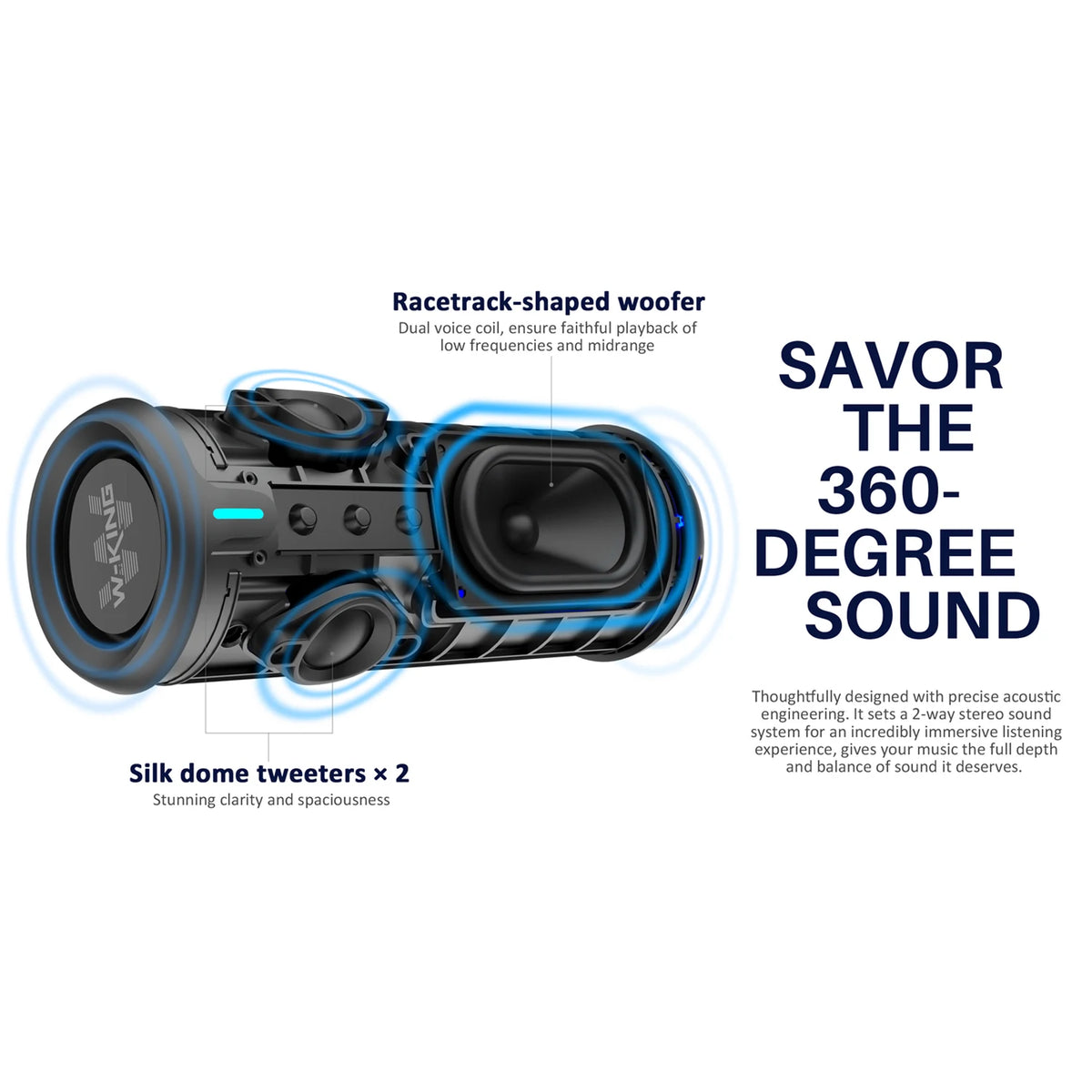 W-King D320 Portable Bluetooth Speaker With Waterproof Audio