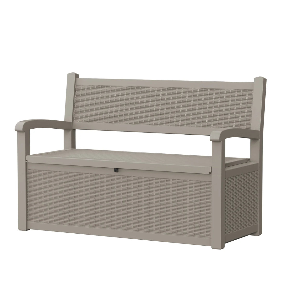 Outdoor Rattan Look Storage Bench with Weatherproof Resin Patio Design
