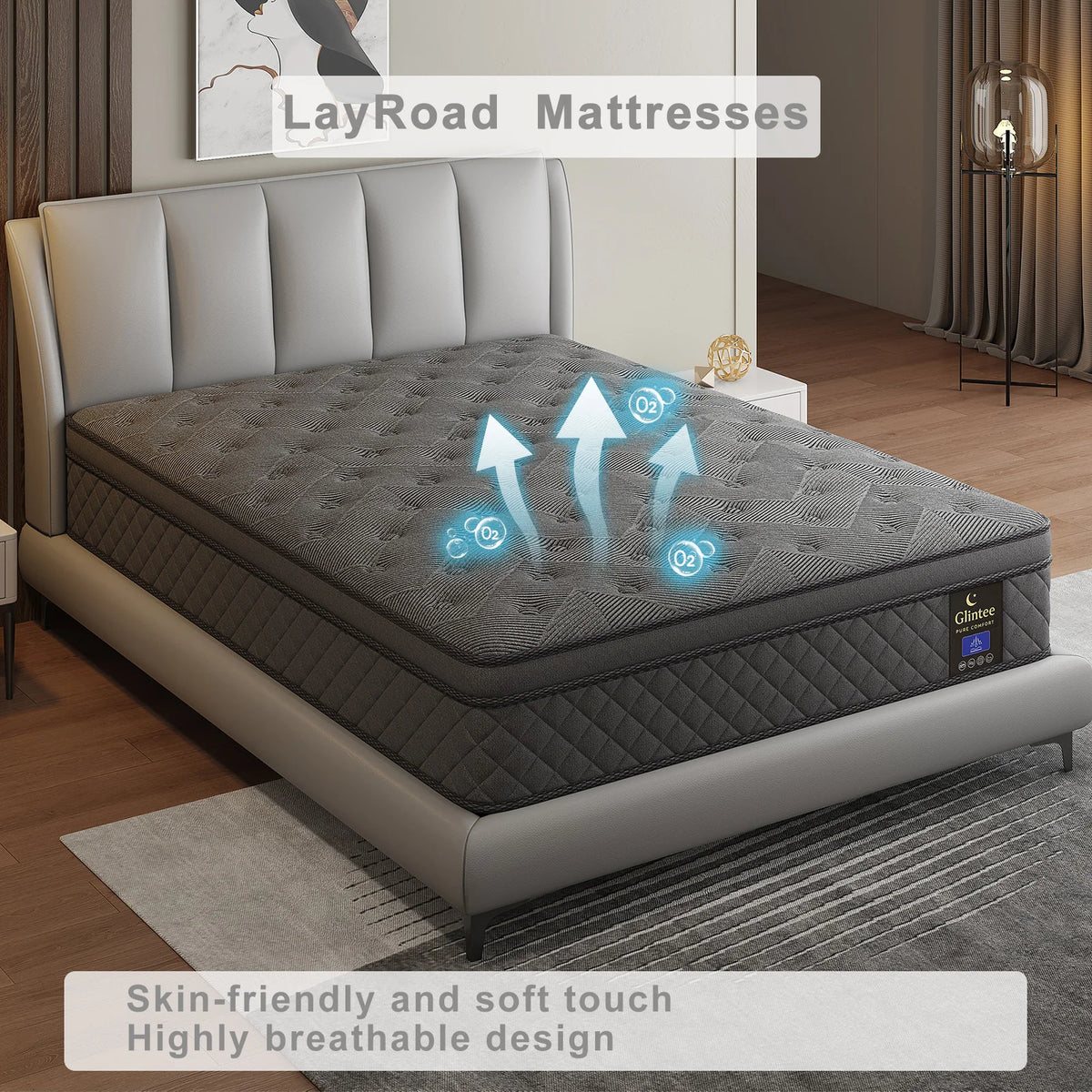 LAYROAD Memory Foam Mattress With Motion Isolation And Lumbar Support