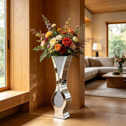 Modern Mirrored Glass Floor Vase For Elegant Home Decor